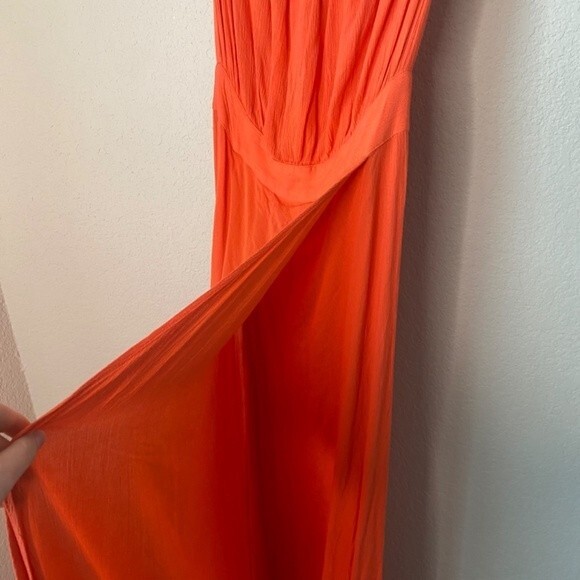 Flynn Skye Coral Orange Strapless Wrap Maxi Dress - Size Medium - EUC - Picture 6 of 9